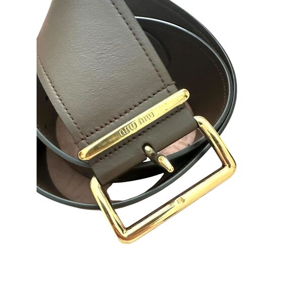 MIU MIU Leather Belt Brown Gold Hardware main image 4